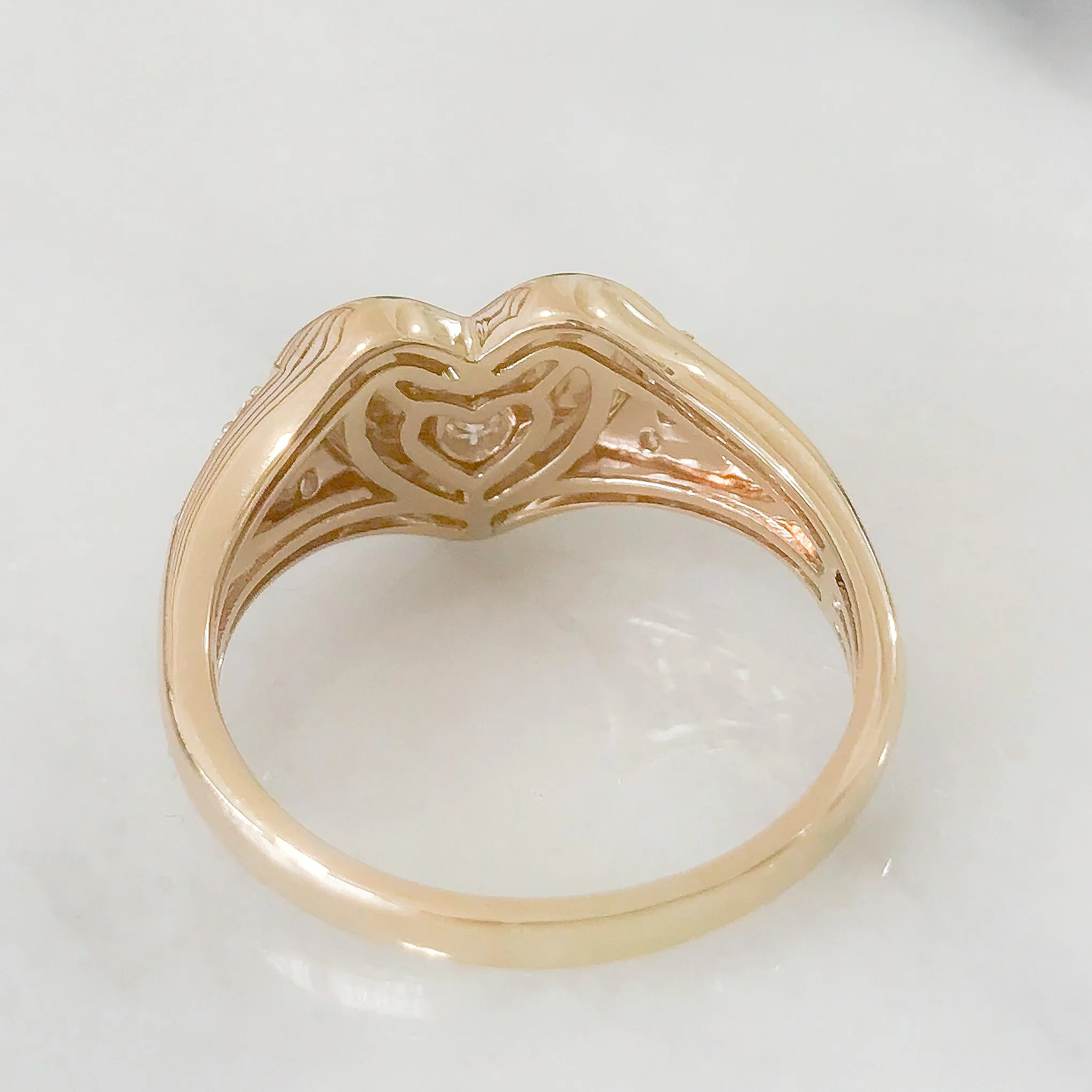 14K Gold Star Set Diamond Pavé Heart Signet Ring ~ LIMITED EDITION
