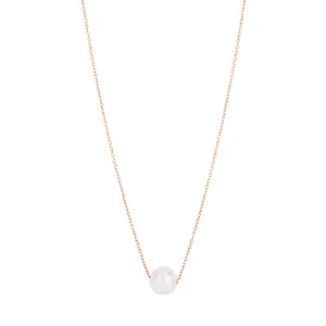 14K Pearl Necklace Solitaire
