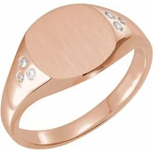14K Rose .05 CTW Diamond 10.87x10.26 mm Oval Signet Ring