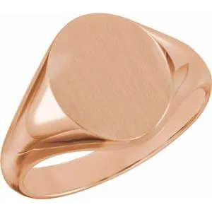 14K Rose 10x8 mm Oval Signet Ring