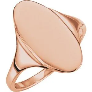 14K Rose 16.4x8.5 mm Oval Signet Ring