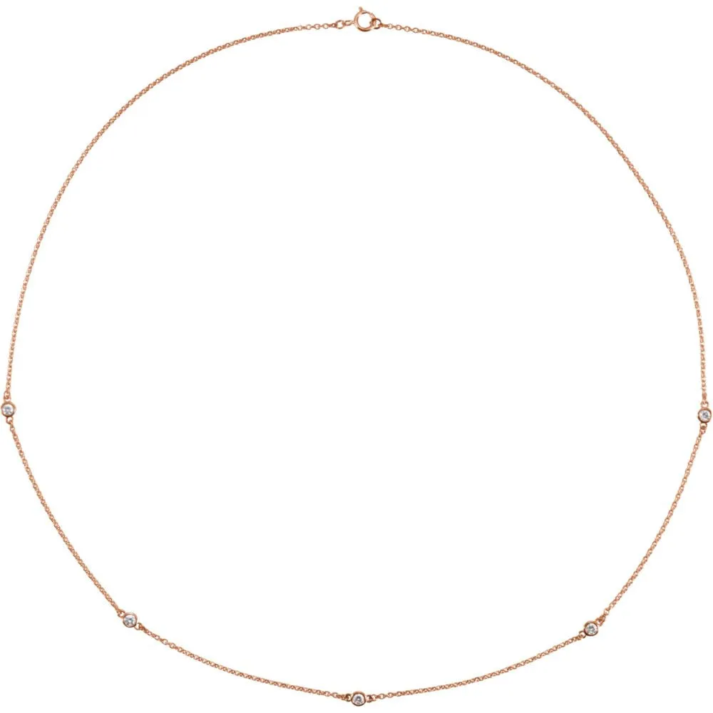 14k Rose Gold 1/4 CTW Diamond Bezel 18" Necklace