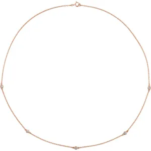 14k Rose Gold 1/4 CTW Diamond Bezel 18" Necklace