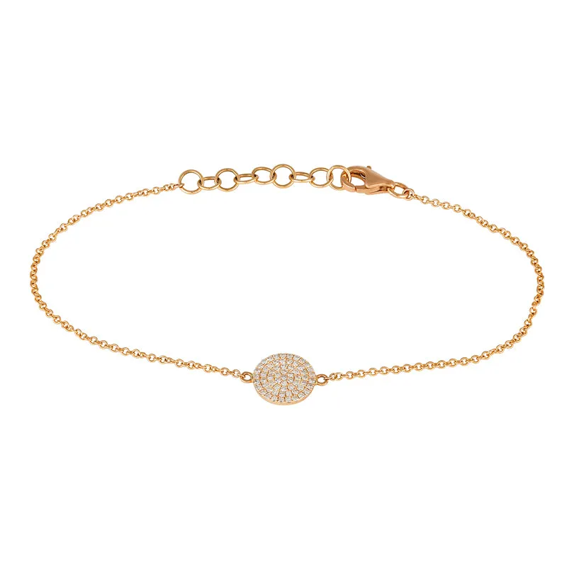 14k Rose Gold Diamond Disc Bracelet