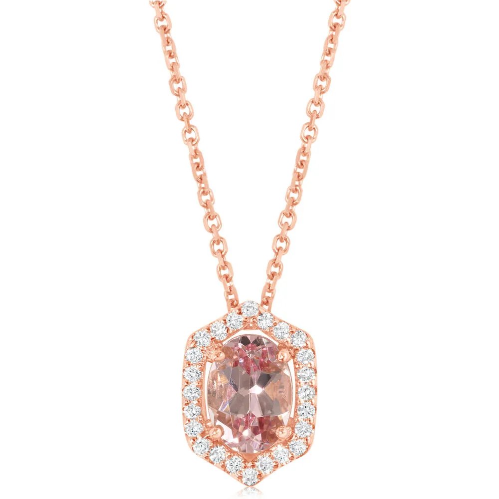14K Rose Gold Lotus Garnet/Diamond Pendant