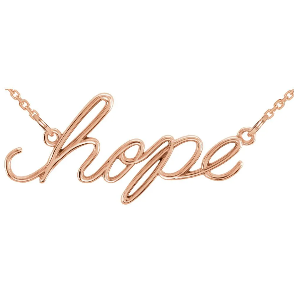 14k Rose Gold "Hope" 16.45" Necklace