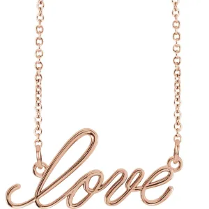 14k Rose Gold "Love" 16.35" Necklace