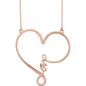 14k Rose Gold "Love" Heart Infinity-Inspired 18" Necklace