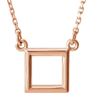 14k Rose Gold Square 16.5" Necklace