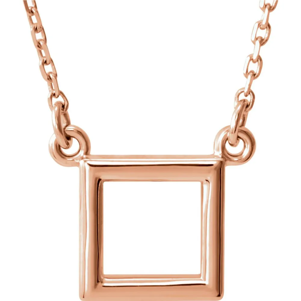 14k Rose Gold Square 16.5" Necklace