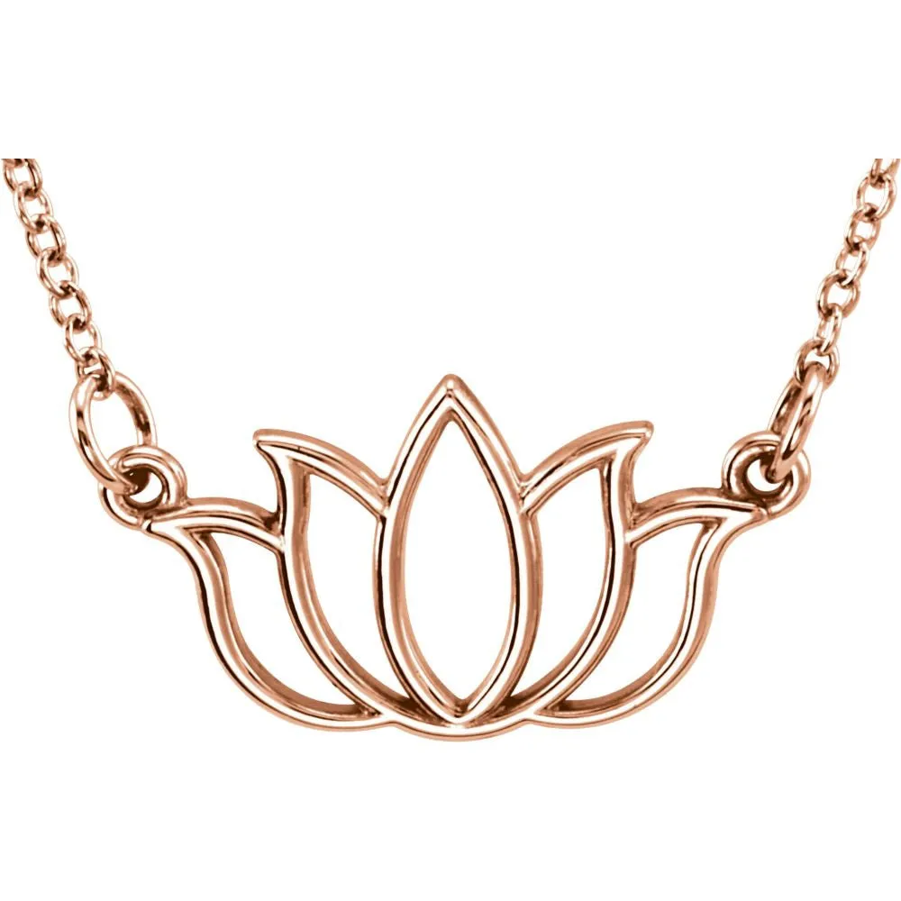 14k Rose Gold Tiny Posh Lotus 16-18" Necklace