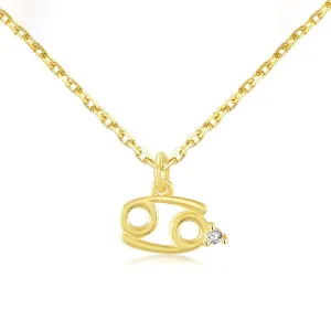 14k Solid Gold Personalized Necklace Zodiac Sign with Diamond