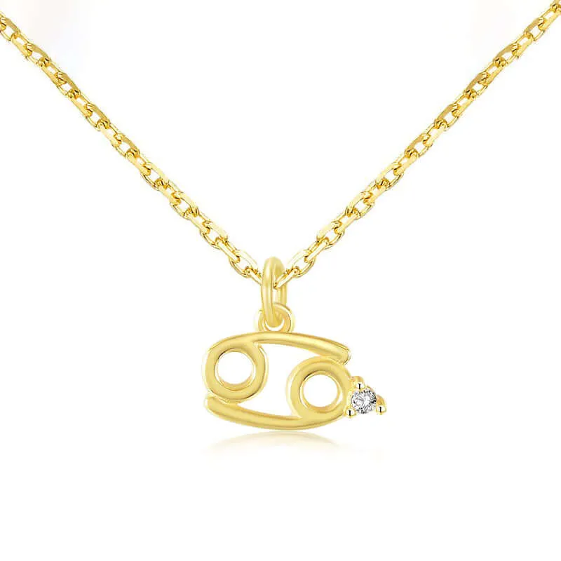 14k Solid Gold Personalized Necklace Zodiac Sign with Diamond
