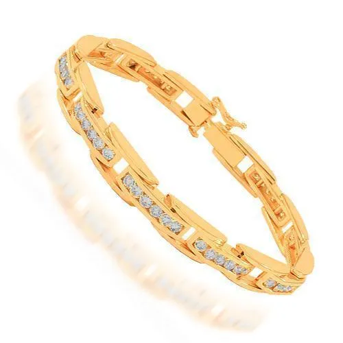 14K Solid Rose Gold Mens Diamond Bracelet 6.00 Ctw