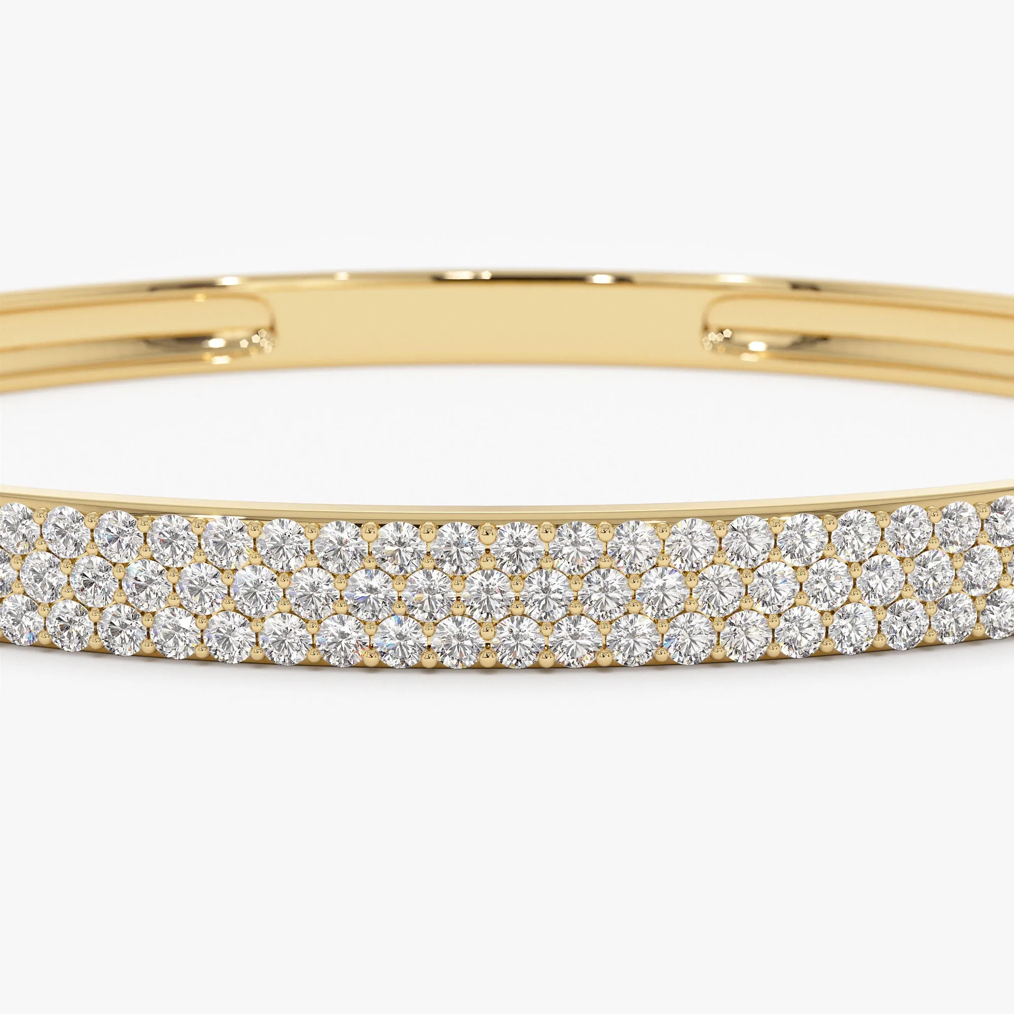 14k Triple Row Statement Diamond Bangle 1.80 Ctw