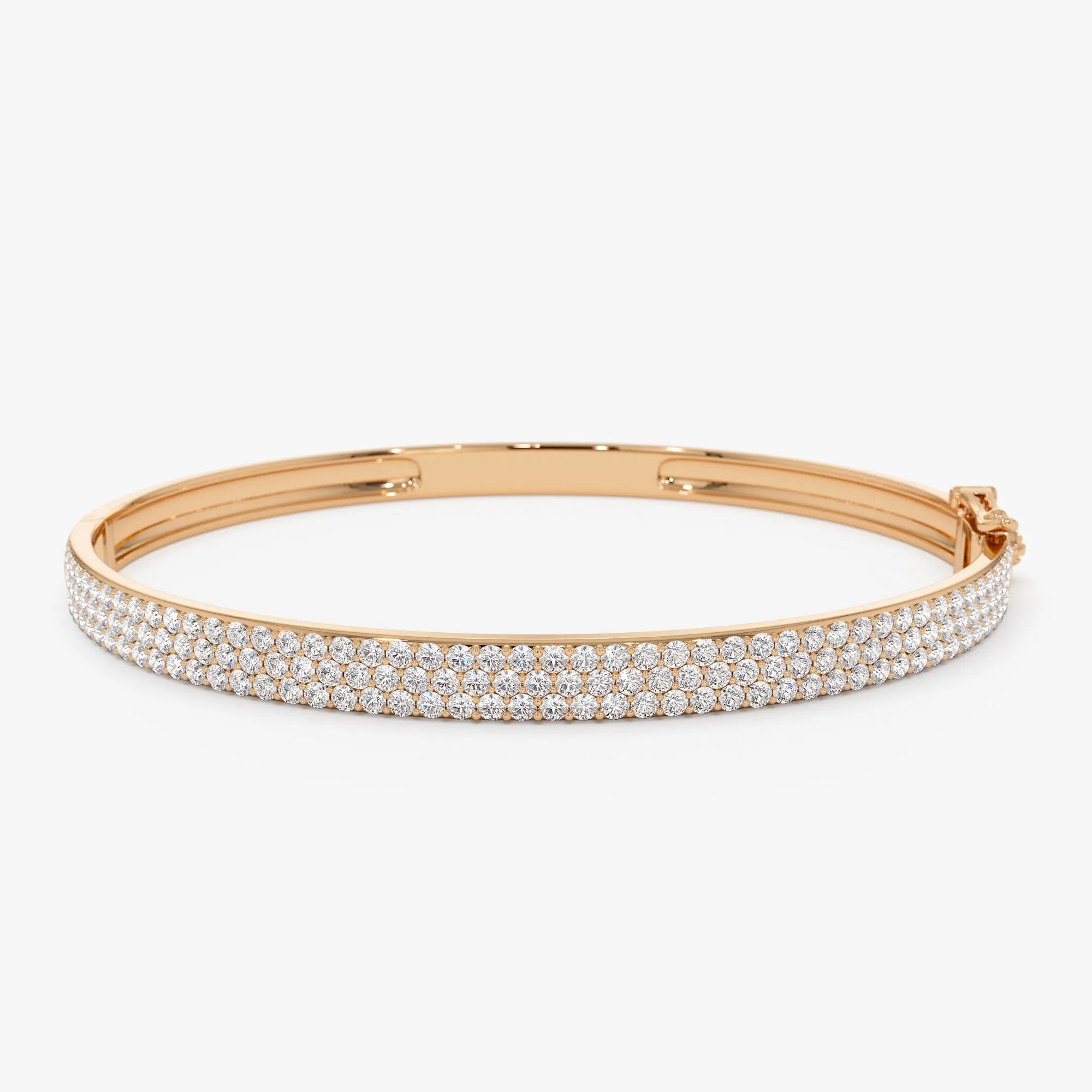 14k Triple Row Statement Diamond Bangle 1.80 Ctw