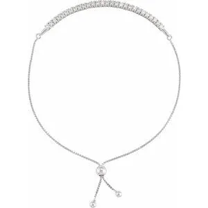 14K White 1 CTW Lab-Grown Diamond Bolo 9 1/2" Bracelet