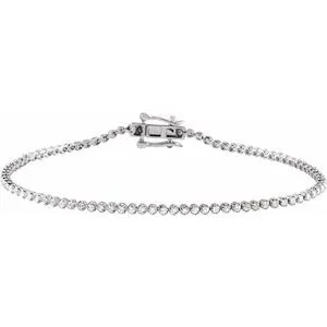 14K White 7/8 CTW Diamond Line 7"  Bracelet