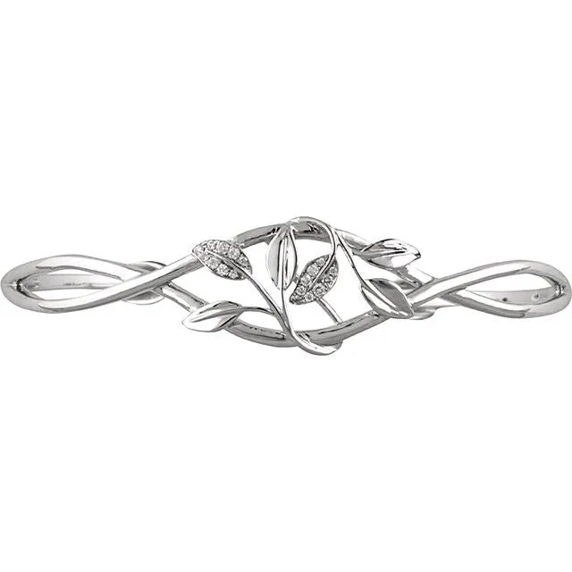 14K White Gold .05 CTW Natural Diamond Floral Cuff Bracelet