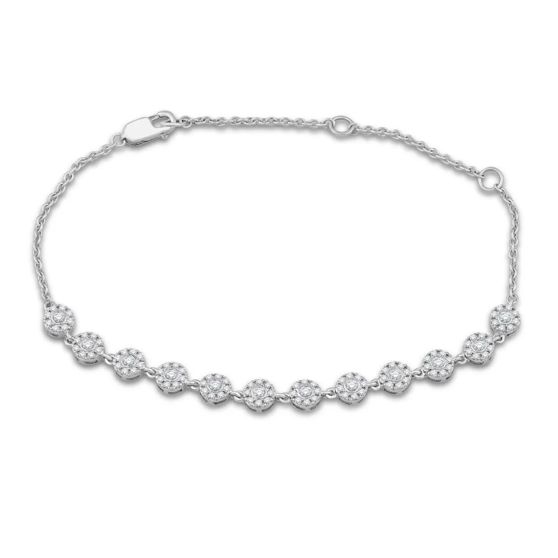 14K White Gold (0.50ct) Diamond Cluster Bracelet