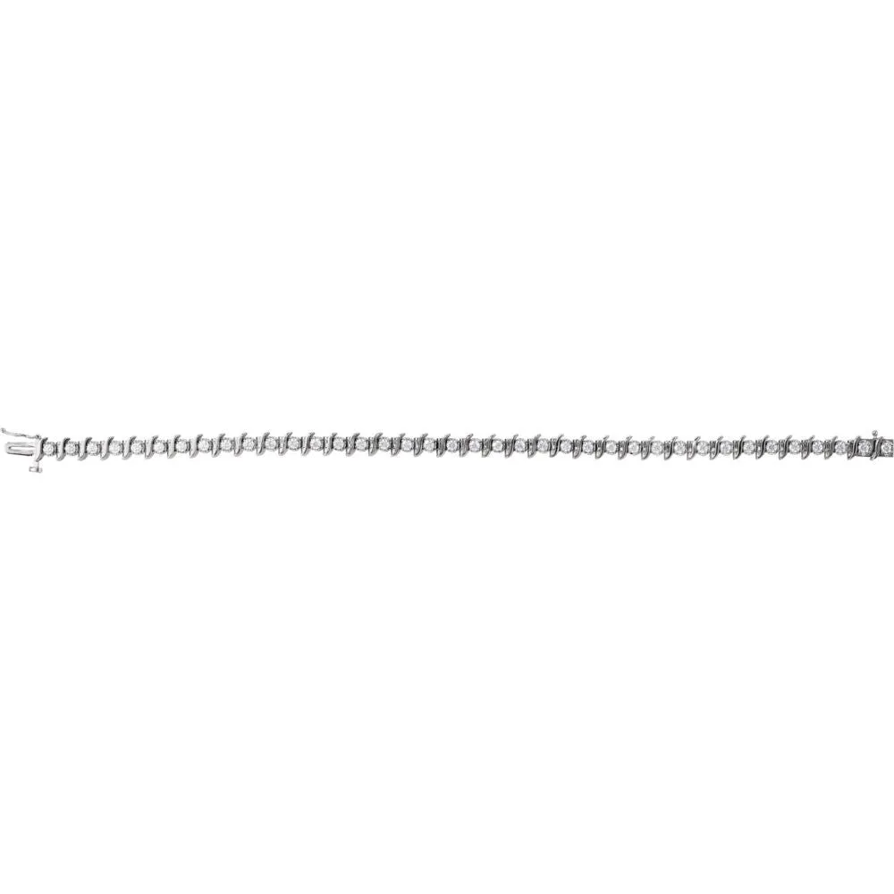 14k White Gold 1 1/2 CTW Diamond Line 7.25" Bracelet