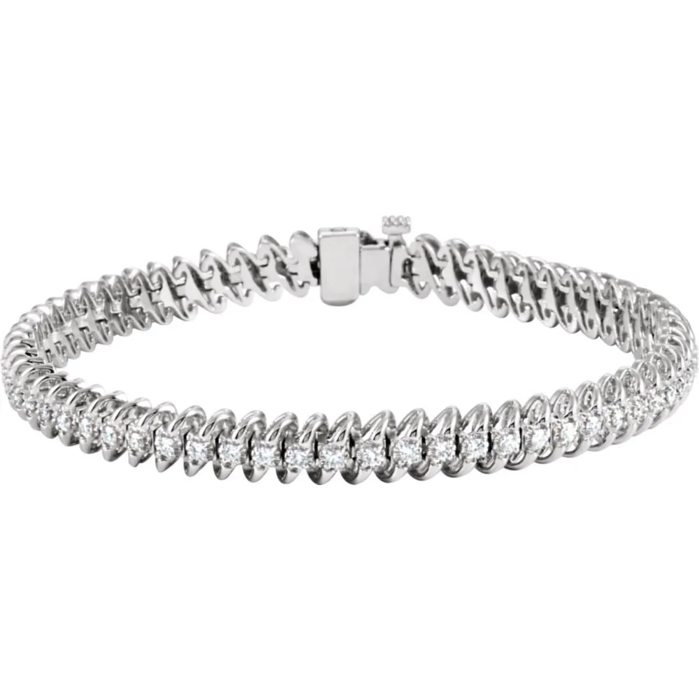 14k White Gold 1 1/4 CTW Diamond Line 7.25" Bracelet