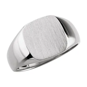 14k White Gold 14mm Men's Solid Signet Ring , Size 11