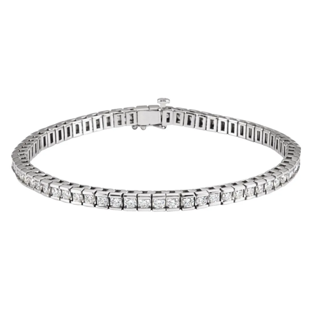 14k White Gold 4 CTW Diamond Line 7.25" Bracelet