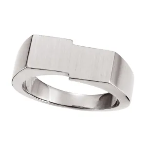 14k White Gold 9x16mm Men's Signet Ring, Size 10