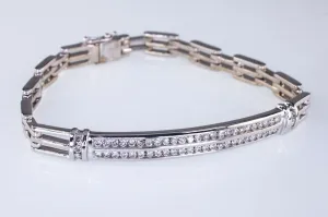 14k White Gold Channel Set Diamond Plaque Bracelet TCW = 1.25 ct