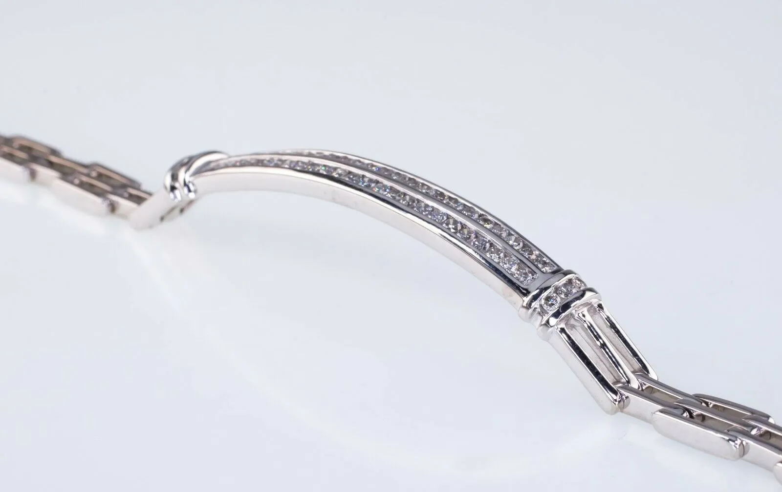 14k White Gold Channel Set Diamond Plaque Bracelet TCW = 1.25 ct