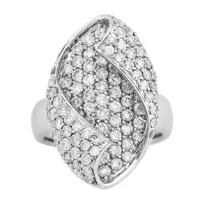 14k White Gold Diamond Cocktail Ring 3.03 Ctw