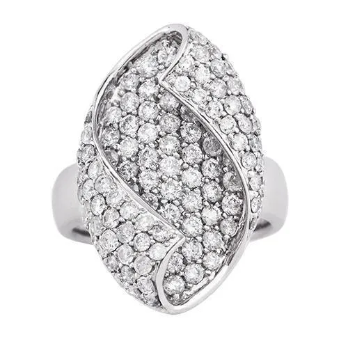 14k White Gold Diamond Cocktail Ring 3.03 Ctw
