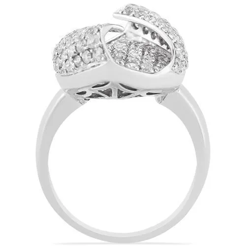 14k White Gold Diamond Cocktail Ring 3.03 Ctw