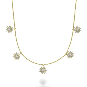 14K White, Yellow or Rose Gold (0.70ct) Diamond Dangle Sun Necklace