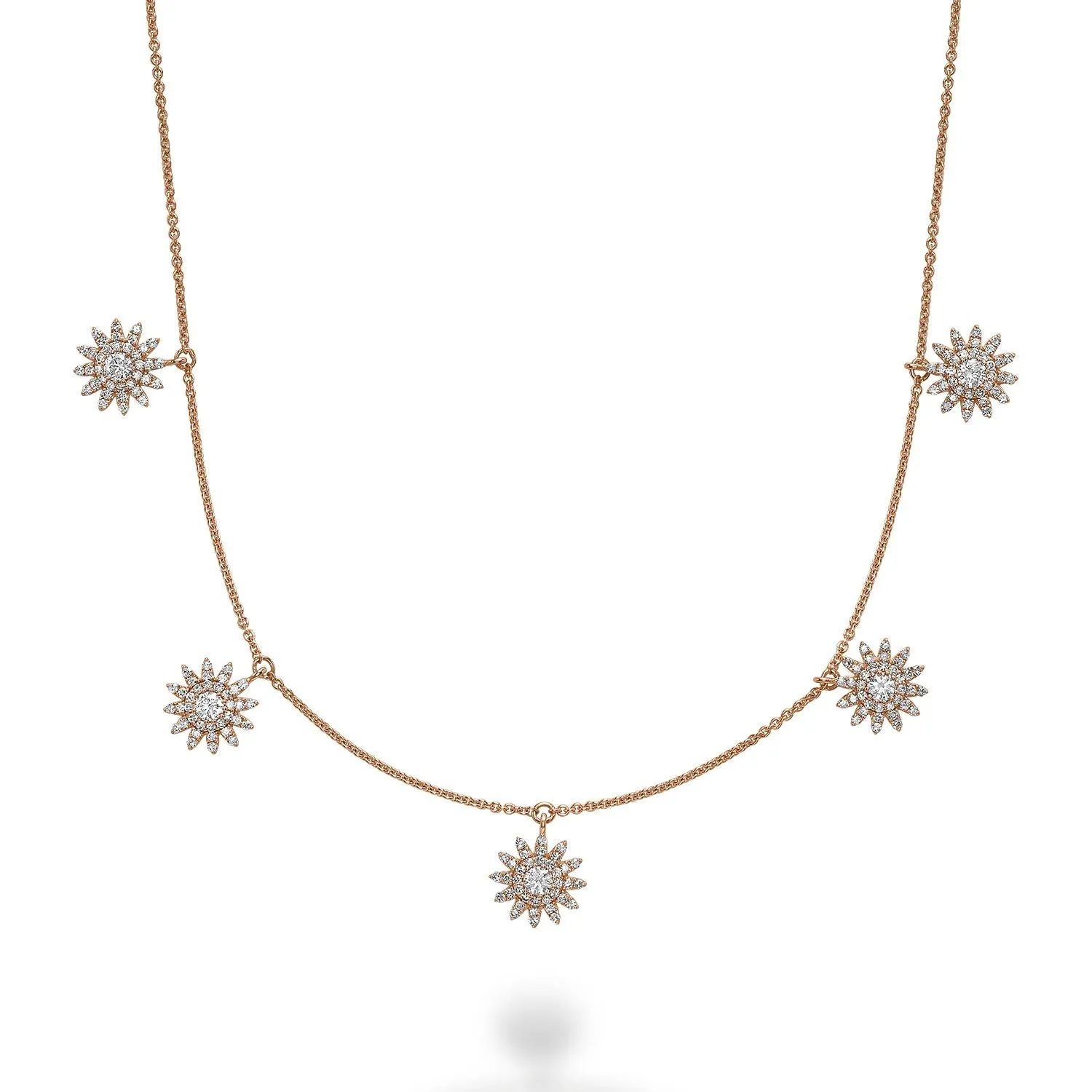 14K White, Yellow or Rose Gold (0.70ct) Diamond Dangle Sun Necklace