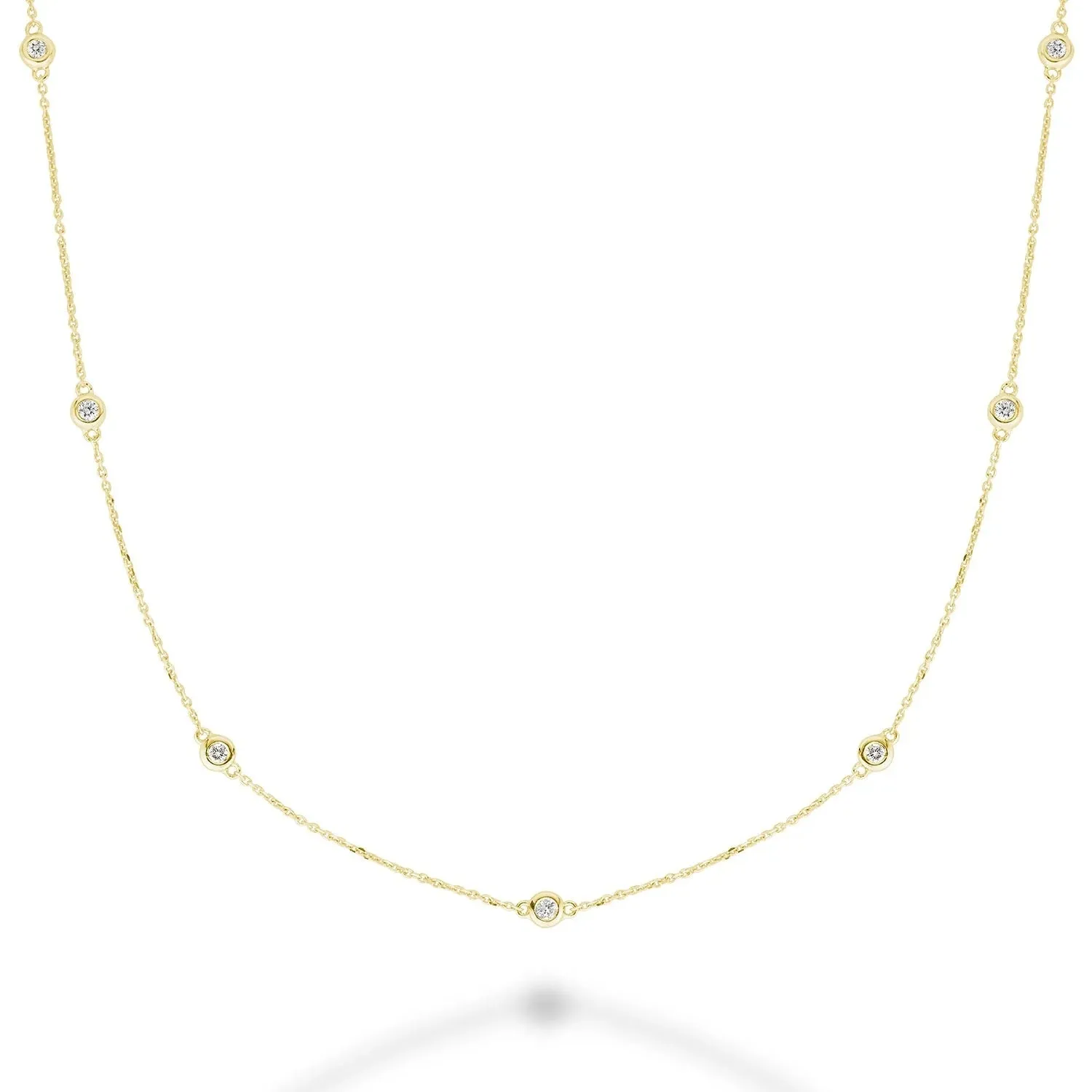 14K (White, Yellow, Rose) Gold (0.25ct) Diamond Station Necklace