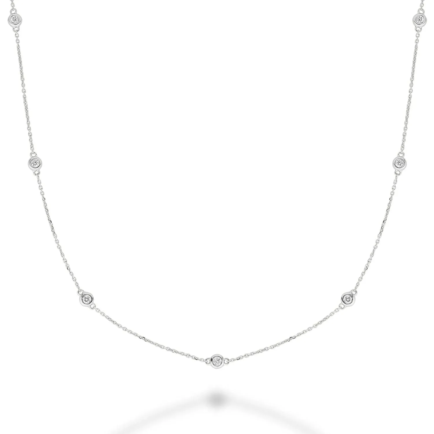 14K (White, Yellow, Rose) Gold (0.25ct) Diamond Station Necklace