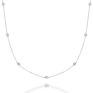 14K (White, Yellow, Rose) Gold (0.25ct) Diamond Station Necklace