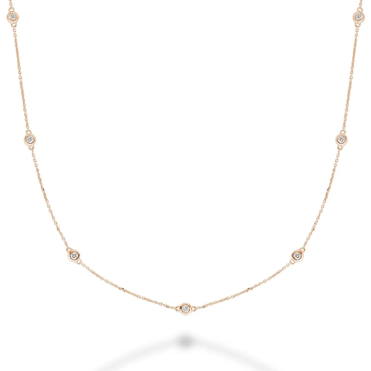 14K (White, Yellow, Rose) Gold (0.25ct) Diamond Station Necklace