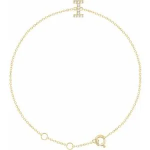 14K Yellow .05 CTW Diamond Initial I 6-7" Bracelet