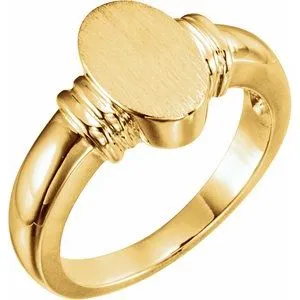 14K Yellow 11.1x7.1 mm Oval Signet Ring