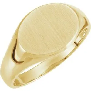 14K Yellow 12x9 mm Oval Signet Ring