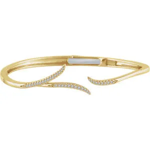 14K Yellow 1/4 CTW Diamond Hinged 7" Bracelet