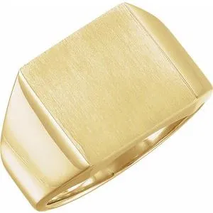 14K Yellow 16 mm Square Signet Ring