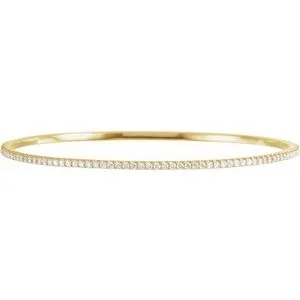 14K Yellow 2 CTW Natural Diamond Stackable Bangle 8" Bracelet