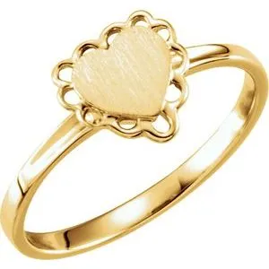14K Yellow 7x6 mm Heart Signet Ring