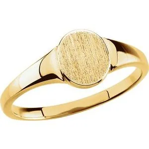 14K Yellow 7x6 mm Oval Signet Ring Size 3