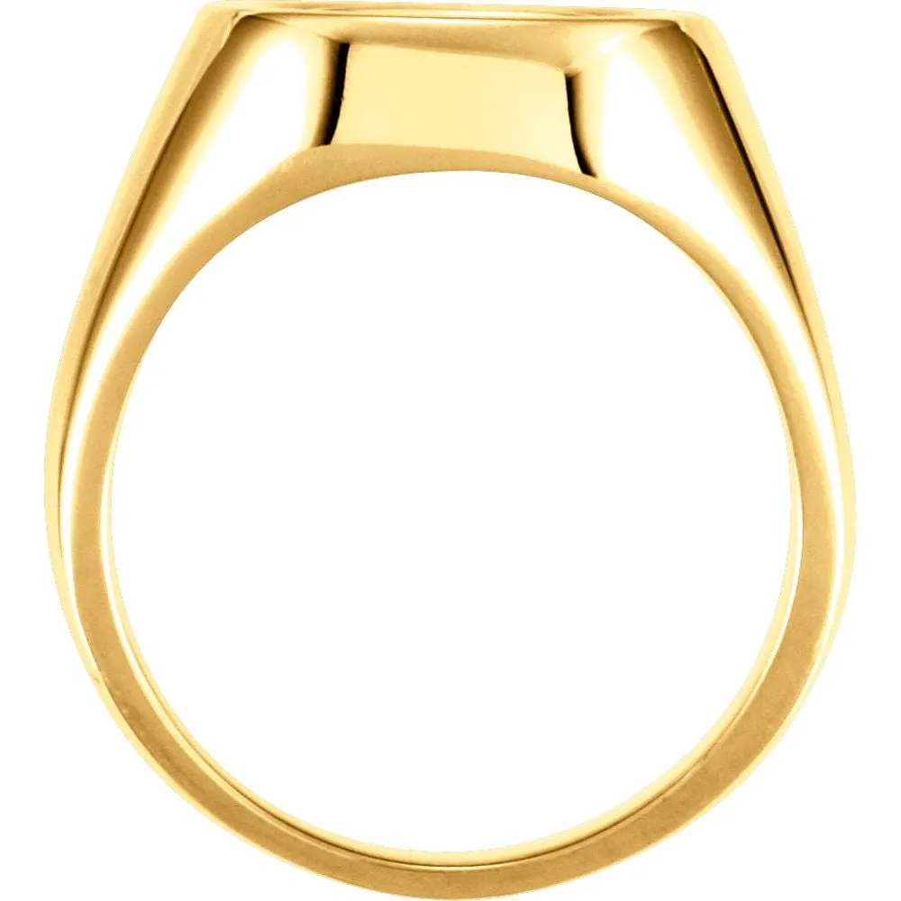 14k Yellow Gold 12mm Men's Signet Ring, Size 11