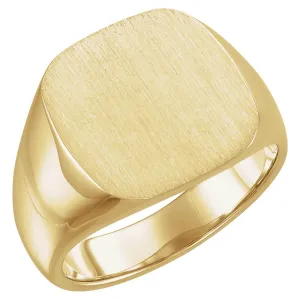 14k Yellow Gold 16mm Men's Solid Signet Ring , Size 11